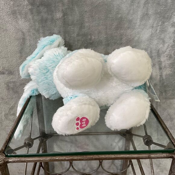 Build-A-Bear 2018 Merry Mint Blue White Bunny Rabbit Sparkle Plush  w sound - Picture 4 of 13